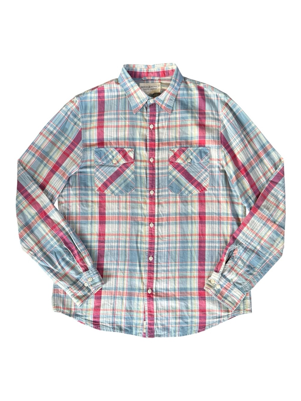 Ralph Lauren Denim & Supply L/S Pastel Plaid Button Down Shirt Men’s Size Large